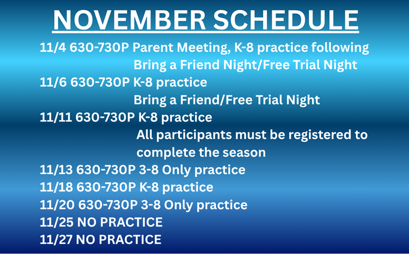 NOVEMBER SCHEDULE